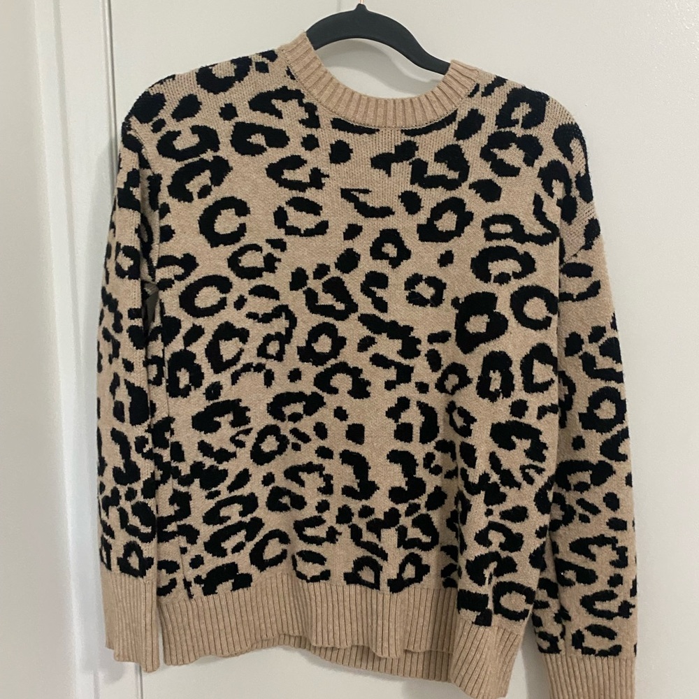 Leopard Print Sweater - Black and Tan